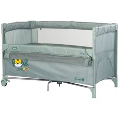 Patut pliabil Chipolino Relax Tiger matcha cu laterala culisanta, Culoare: Turcoaz, Dimensiuni: 120x60  - ExclusivMAG.ro