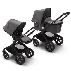 Carucior 2 in 1 Bugaboo Fox 2 Complete - Black Grey Melange, Culoare: Gri, Model: 2 in 1  - ExclusivMAG.ro