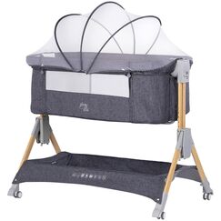 Patut co-sleeper pliabil Chipolino SleepNFold charcoal, Culoare: Gri, Dimensiuni: 80x50  - ExclusivMAG.ro