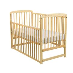 BabyNeeds - Patut din lemn Ola 120x60 cm, cu laterala culisanta, Natur  - ExclusivMAG.ro