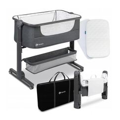 Lionelo - Patut 3 in 1 Co-Sleeper Timon, Pliabil, Dark Grey  - ExclusivMAG.ro
