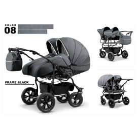 Carucior pentru gemeni Mikado DUET LUX D-09 3 in 1, Culoare: Albastru