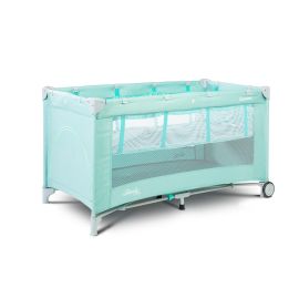 Patut pliant cu etaj intermediar Caretero BASIC PLUS Mint, Culoare: Turquoise, Dimensiuni: 120x60
