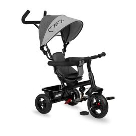 Tricicleta 5 in 1, MoMi IRIS Grey, Scaun rotativ 360°, Culoare: Gri