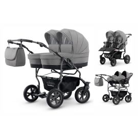 Carucior pentru gemeni Mikado GOLDSTAR GS-05 3 in 1, Culoare: Gri