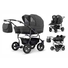 Carucior pentru gemeni Mikado GOLDSTAR GS-15 3 in 1, Culoare: Gri