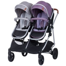 Carucior gemeni Chipolino Duo Smart 2 in 1 anthracite lilac, Culoare: Multicolor