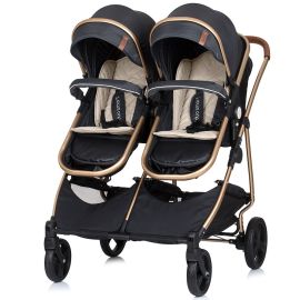 Carucior gemeni Chipolino Duo Smart 2 in 1 raven, Culoare: Negru