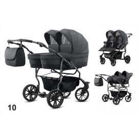 Carucior pentru gemeni Mikado TWIN 2023 T-10 3 in 1, Culoare: Gri