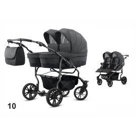 Carucior pentru gemeni Mikado TWIN 2023 T-10 2 in 1, Culoare: Gri