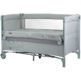 Patut pliabil Chipolino Relax aloe linen cu laterala culisanta, Culoare: Gri deschis, Dimensiuni: 120x60