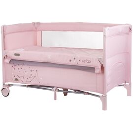 Patut pliabil Chipolino Relax rose linen cu laterala culisanta, Culoare: Roz, Dimensiuni: 120x60