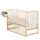 Patut din lemn BabyNeeds Timmi 120x60 cm, cu laterala culisanta, Natur + Saltea 8 cm