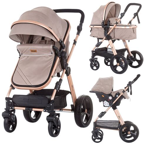 Carucior 3 in 1 Chipolino Havana mocca, Culoare: Crem