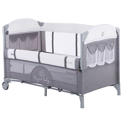 Patut pliabil Chipolino Merida graphite cu laterala culisanta, Culoare: Gri