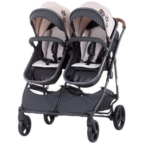 Carucior gemeni Chipolino Duo Smart beige graphite linen, Culoare: Roz  - ExclusivMAG.ro