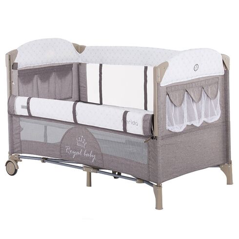 Patut pliabil Chipolino Merida mocca cu laterala culisanta, Culoare: Crem