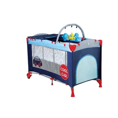 BabyGo - Patut pliant Sleepwell Car, Culoare: Albastru, Dimensiuni: 120x60,poza 2