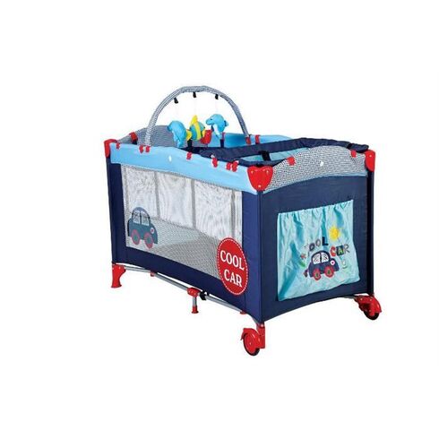 BabyGo - Patut pliant Sleepwell Car, Culoare: Albastru, Dimensiuni: 120x60,poza 3