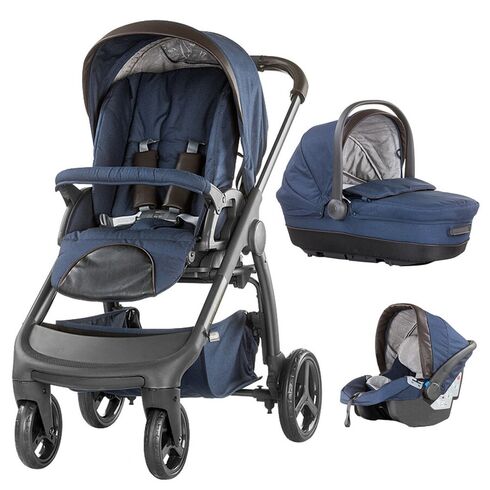 Carucior Chipolino Aura 3 in 1 blue indigo linen melange  - ExclusivMAG.ro