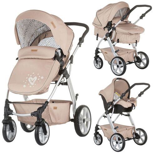 Carucior 3 in 1 Chipolino Fama caramel, Culoare: Crem