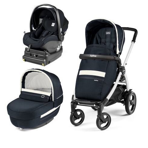 Carucior 3 In 1Book Plus 51 S Titania White, baza i-Size inclusa, Luxe Prestige Peg Perego, Culoare: Albastru  - ExclusivMAG.ro