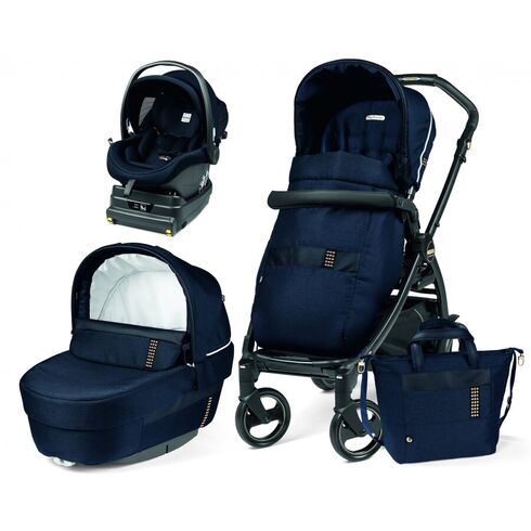 Carucior 3 in 1 Book 51 Rock Navy, baza i-Size inclusa Peg Perego  - ExclusivMAG.ro