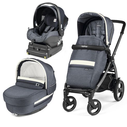 Carucior 3 In 1 Book Plus 51 S Titania, baza i-Size inclusa, Luxe Mirage Peg Perego, Culoare: Blue  - ExclusivMAG.ro