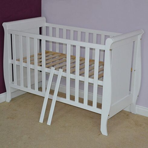 Patut copii din lemn Hubners Mira 120x60 cm alb cu sertar,poza 3