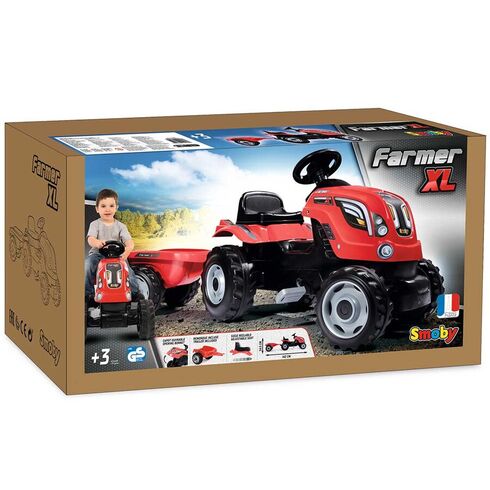 Tractor cu pedale si remorca Smoby Farmer XL rosu,poza 8