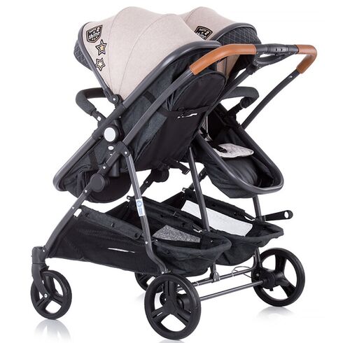 Carucior gemeni Chipolino Duo Smart beige graphite linen, Culoare: Roz - poza 4 - ExclusivMAG.ro