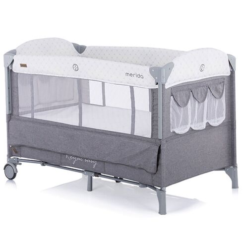 Patut pliabil Chipolino Merida graphite cu laterala culisanta, Culoare: Gri - poza 4 - ExclusivMAG.ro