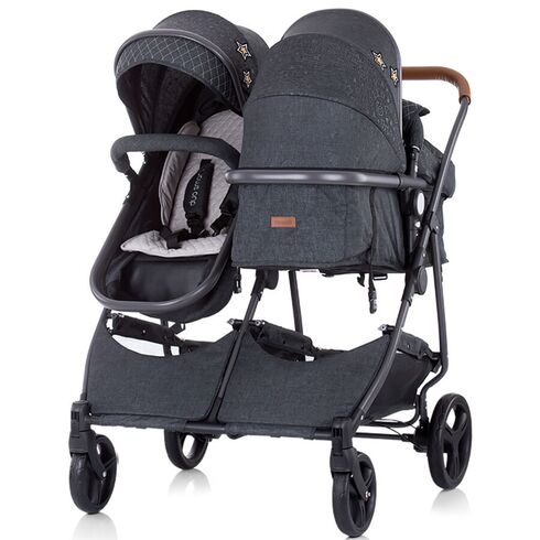 Carucior gemeni Chipolino Duo Smart graphite linen, Culoare: Gri/Negru - poza 10 - ExclusivMAG.ro