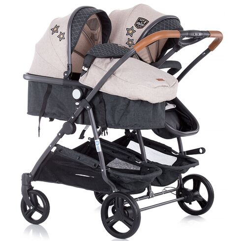 Carucior gemeni Chipolino Duo Smart beige graphite linen, Culoare: Roz - poza 7 - ExclusivMAG.ro