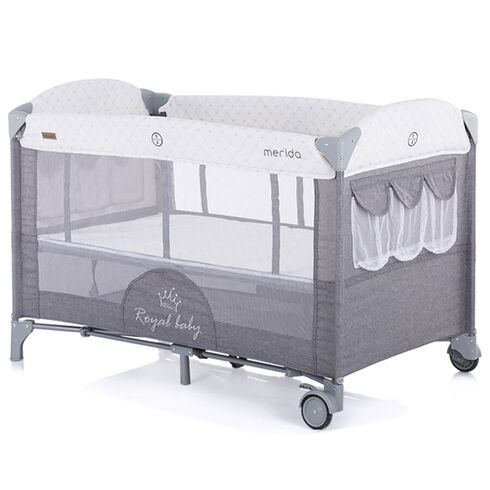 Patut pliabil Chipolino Merida graphite cu laterala culisanta, Culoare: Gri - poza 3 - ExclusivMAG.ro
