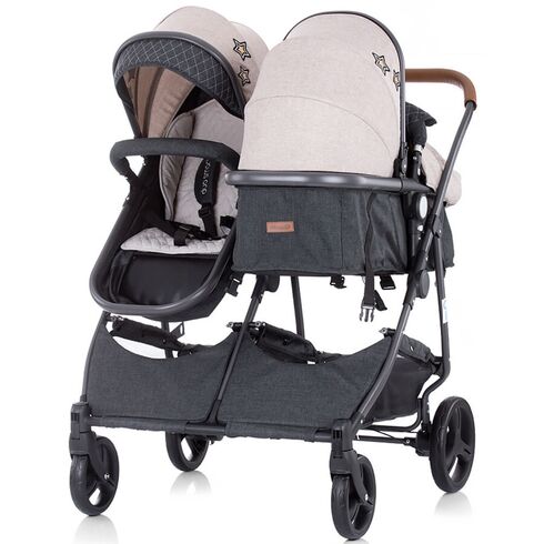 Carucior gemeni Chipolino Duo Smart beige graphite linen, Culoare: Roz - poza 10 - ExclusivMAG.ro