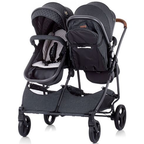 Carucior gemeni Chipolino Duo Smart graphite linen, Culoare: Gri/Negru - poza 11 - ExclusivMAG.ro