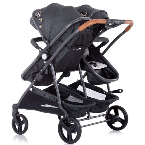 Carucior gemeni Chipolino Duo Smart graphite linen, Culoare: Gri/Negru - poza 4 - ExclusivMAG.ro