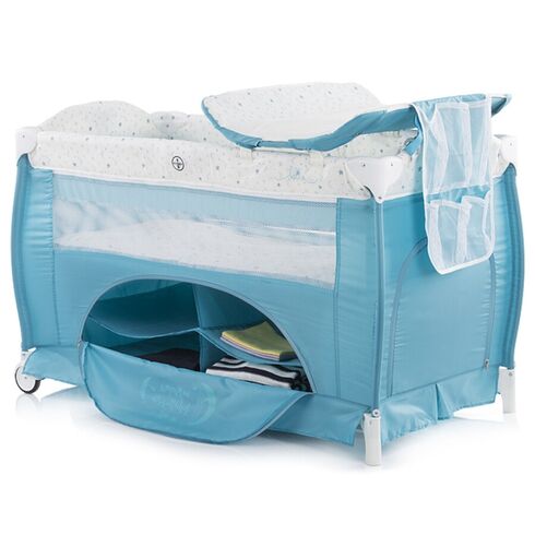 Patut pliabil Chipolino Bella aqua, Culoare: Blue, Dimensiuni: 120x60,poza 4