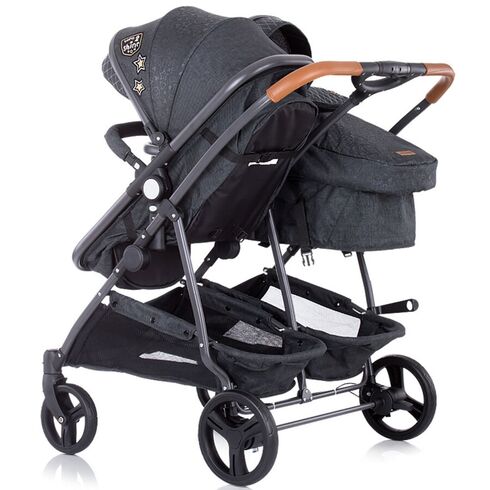 Carucior gemeni Chipolino Duo Smart graphite linen, Culoare: Gri/Negru - poza 8 - ExclusivMAG.ro