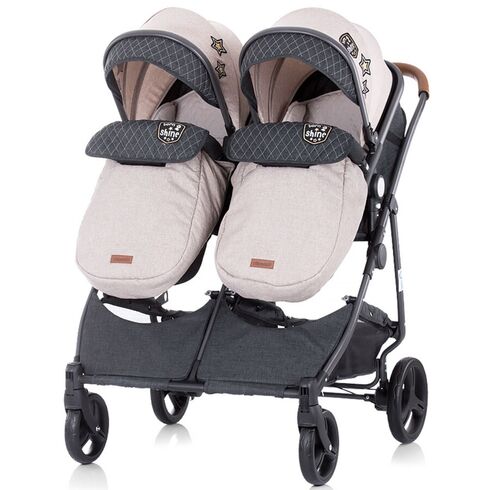 Carucior gemeni Chipolino Duo Smart beige graphite linen, Culoare: Roz - poza 2 - ExclusivMAG.ro