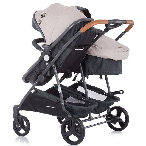 Carucior gemeni Chipolino Duo Smart beige graphite linen, Culoare: Roz - poza 8 - ExclusivMAG.ro