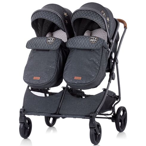 Carucior gemeni Chipolino Duo Smart graphite linen, Culoare: Gri/Negru - poza 2 - ExclusivMAG.ro