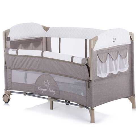 Patut pliabil Chipolino Merida mocca cu laterala culisanta, Culoare: Crem,poza 2