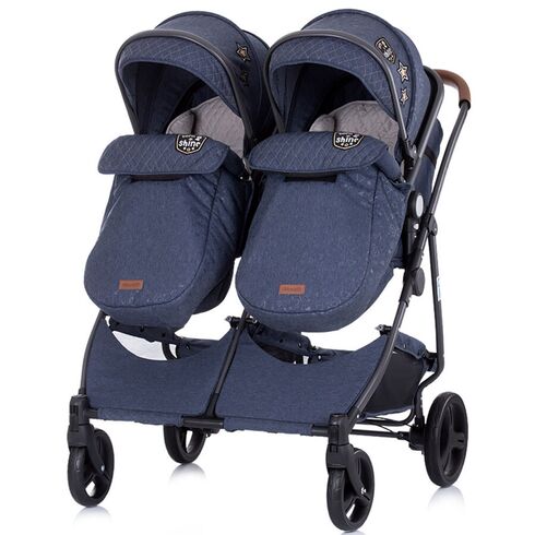 Carucior gemeni Chipolino Duo Smart denim, Culoare: Albastru,poza 2