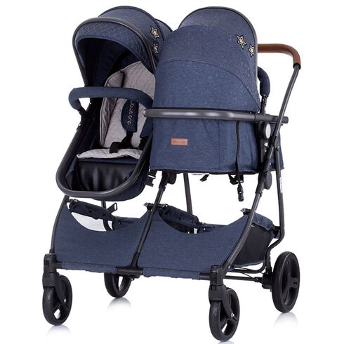 Carucior gemeni Chipolino Duo Smart denim, Culoare: Albastru,poza 10