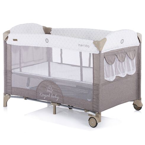 Patut pliabil Chipolino Merida mocca cu laterala culisanta, Culoare: Crem,poza 3