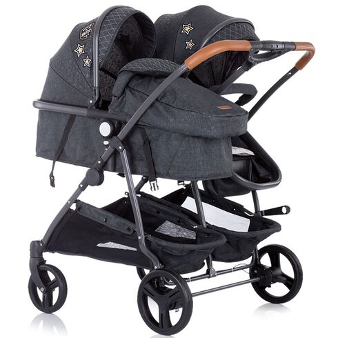 Carucior gemeni Chipolino Duo Smart graphite linen, Culoare: Gri/Negru - poza 7 - ExclusivMAG.ro