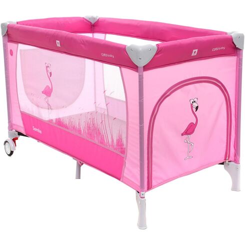 Patut Pliabil cu doua nivele Samba Plus Roz - Coto Baby