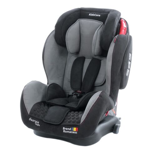 Scaun auto Georgia cu Isofix si Top Tether Gri Kidscare, Culoare: Gri, Grupa: 9-36kg (9 luni - 12 ani)